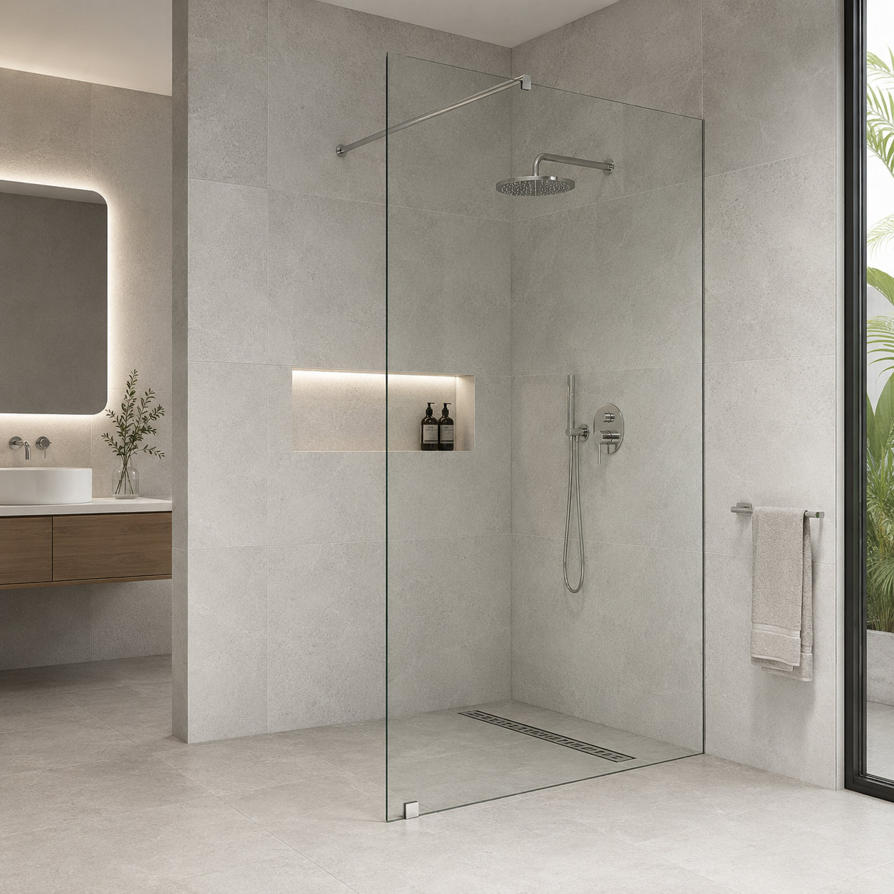 10mm Frameless Clear Glass Fixed Shower Panel