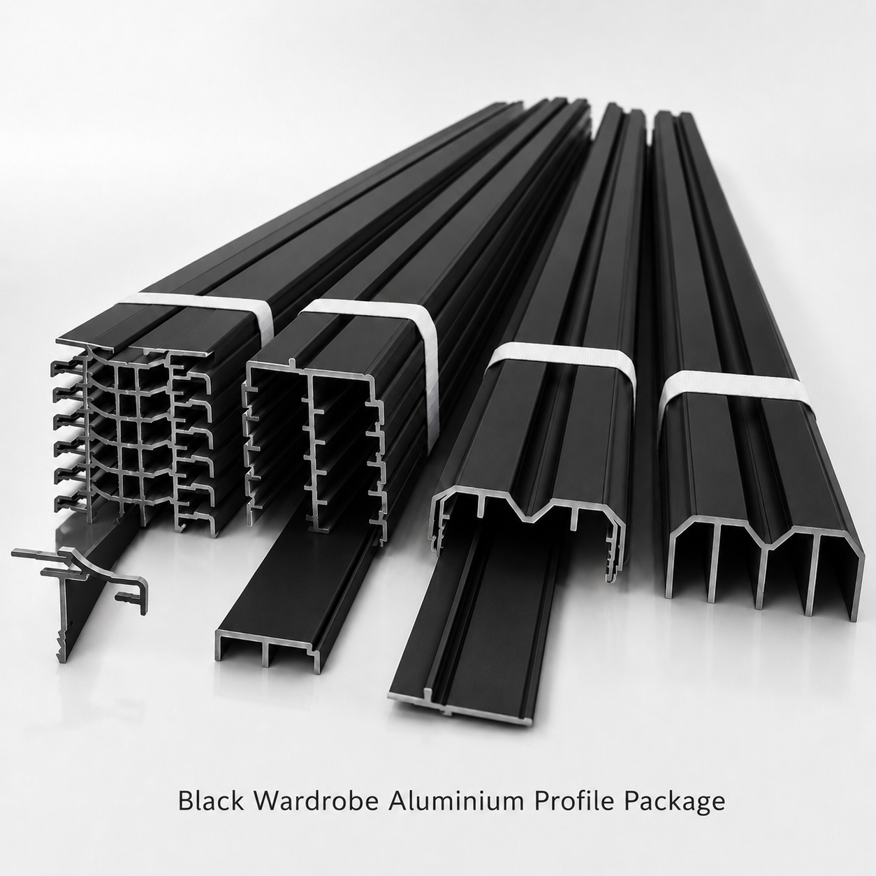 Black Wardrobe Aluminium Profile Bulk Package