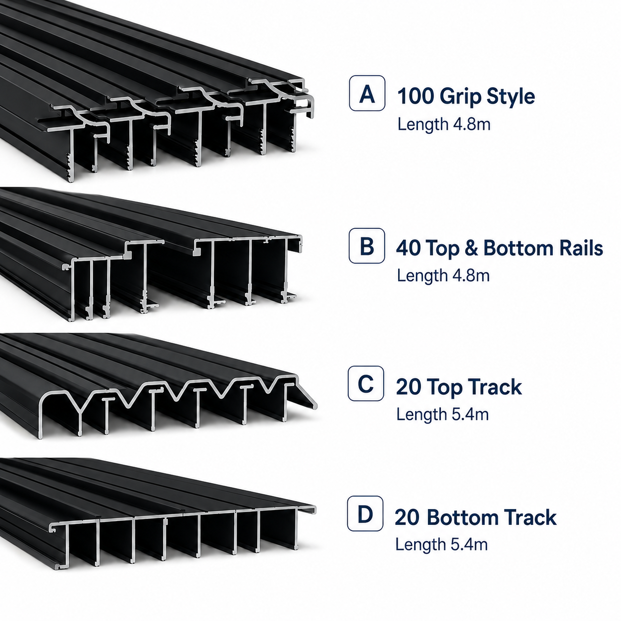 Black Wardrobe Aluminium Profile Bulk Package