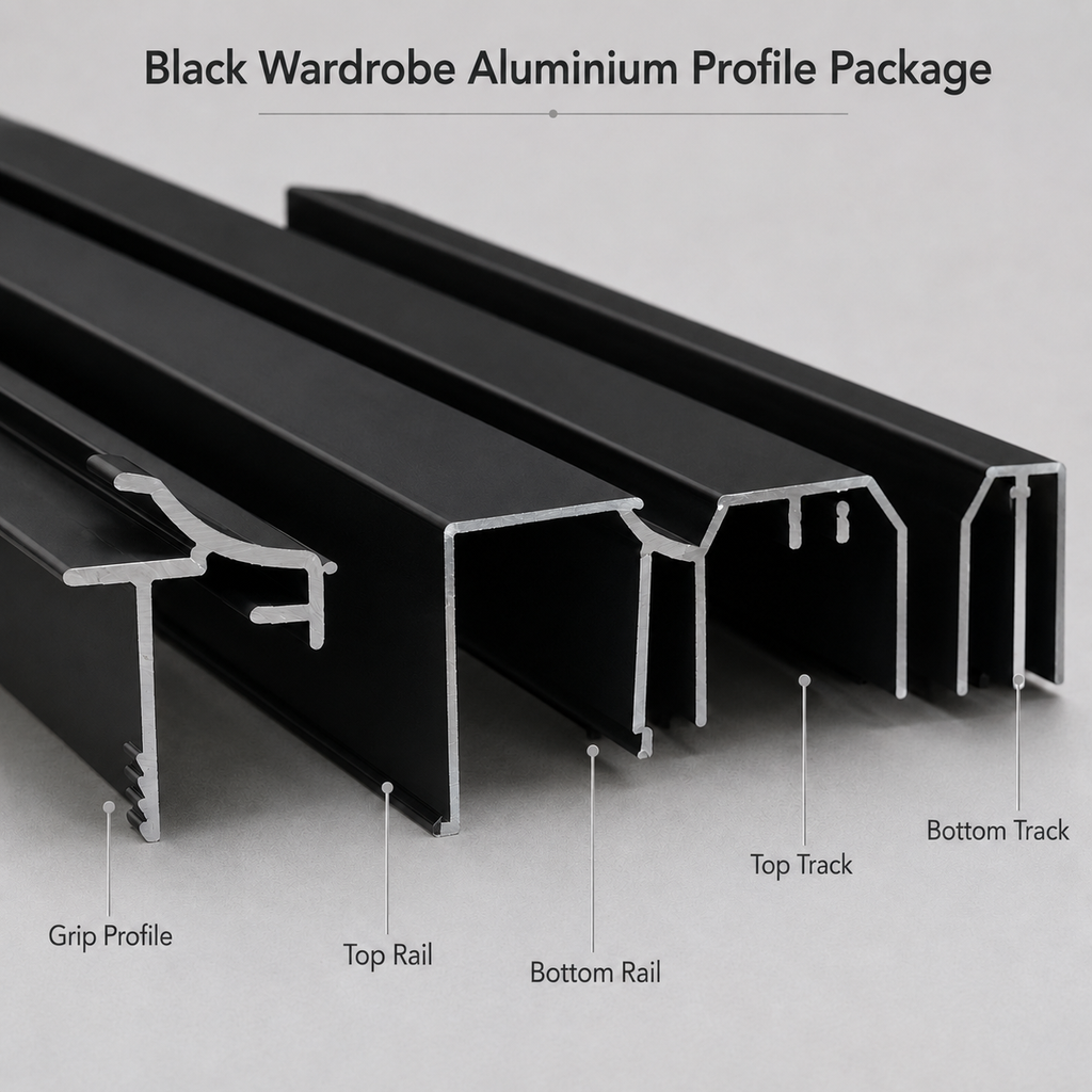 Black Wardrobe Aluminium Profile Bulk Package