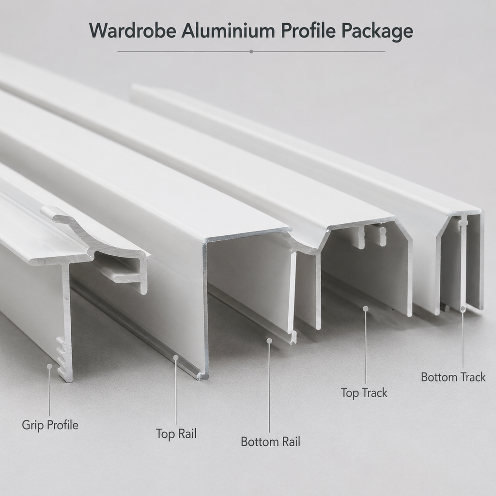 White Wardrobe Aluminium Profile Bulk Package