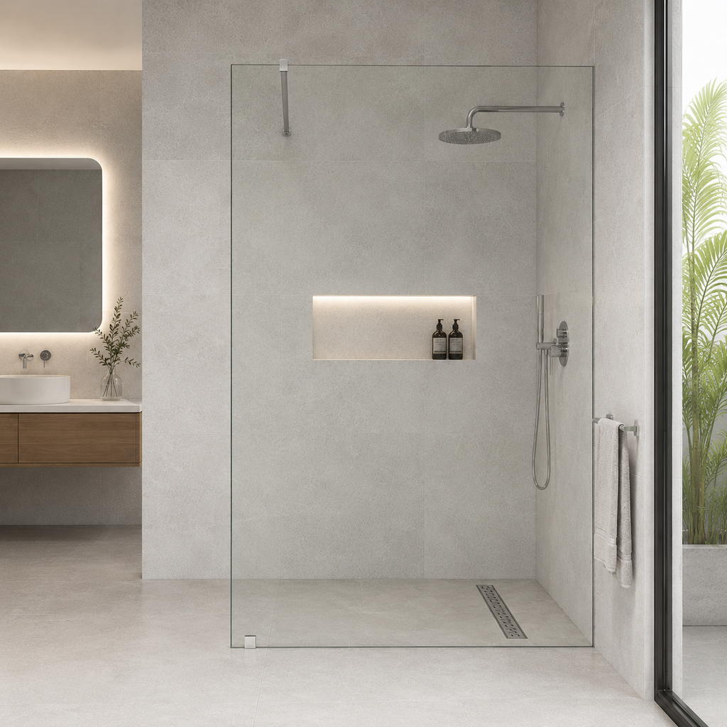 10mm Frameless Clear Glass Fixed Shower Panel