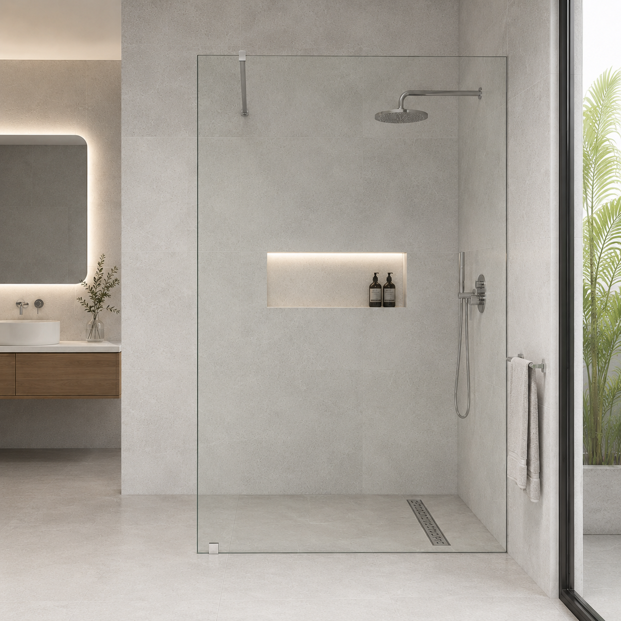 10mm Frameless Clear Glass Fixed Shower Panel