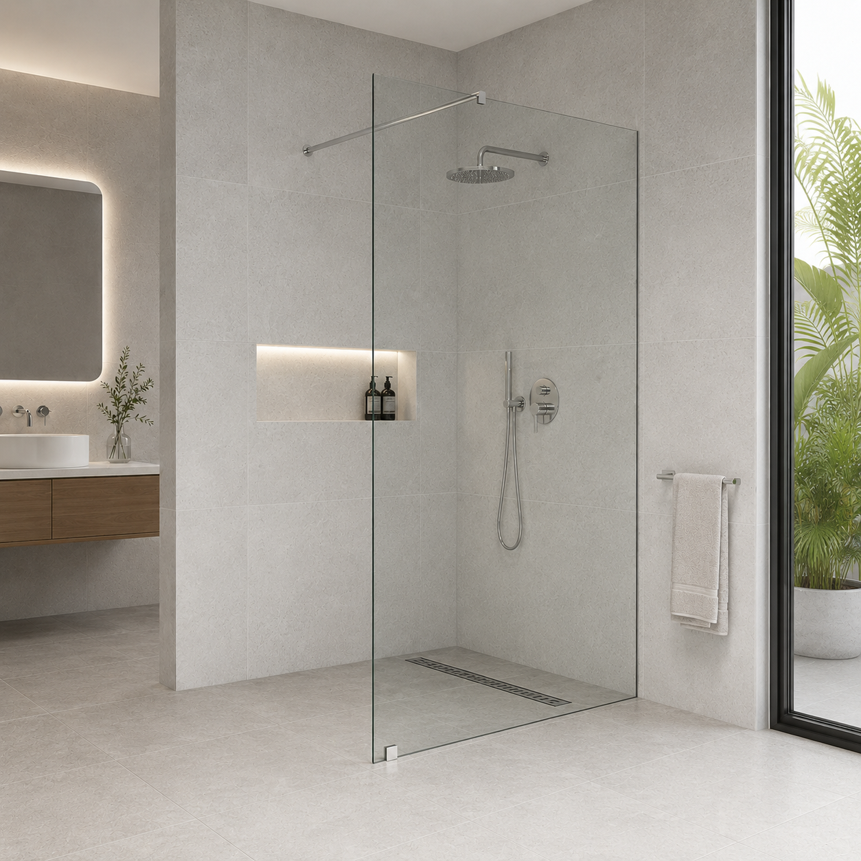 10mm Frameless Clear Glass Fixed Shower Panel