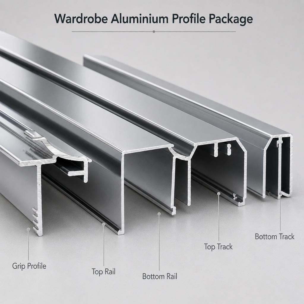 Chrome Wardrobe Aluminium Profile Bulk Package