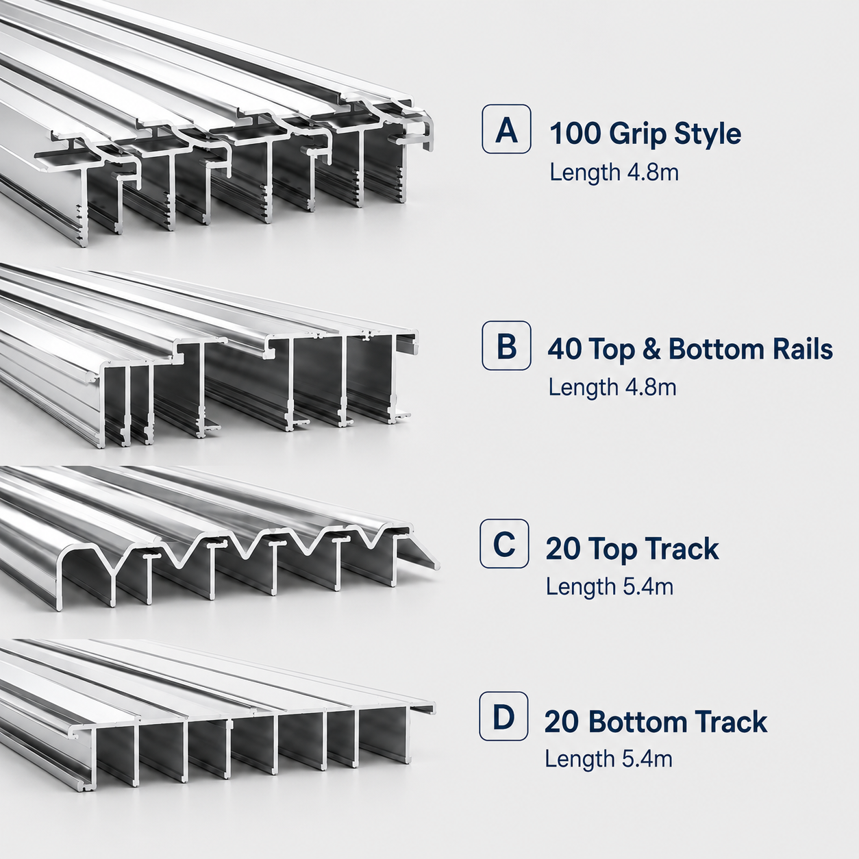Chrome Wardrobe Aluminium Profile Bulk Package