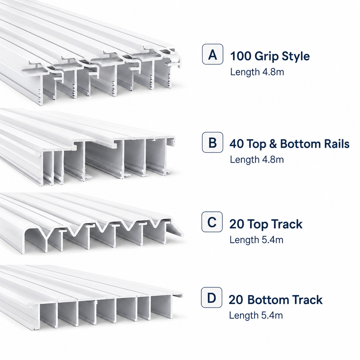 White Wardrobe Aluminium Profile Bulk Package
