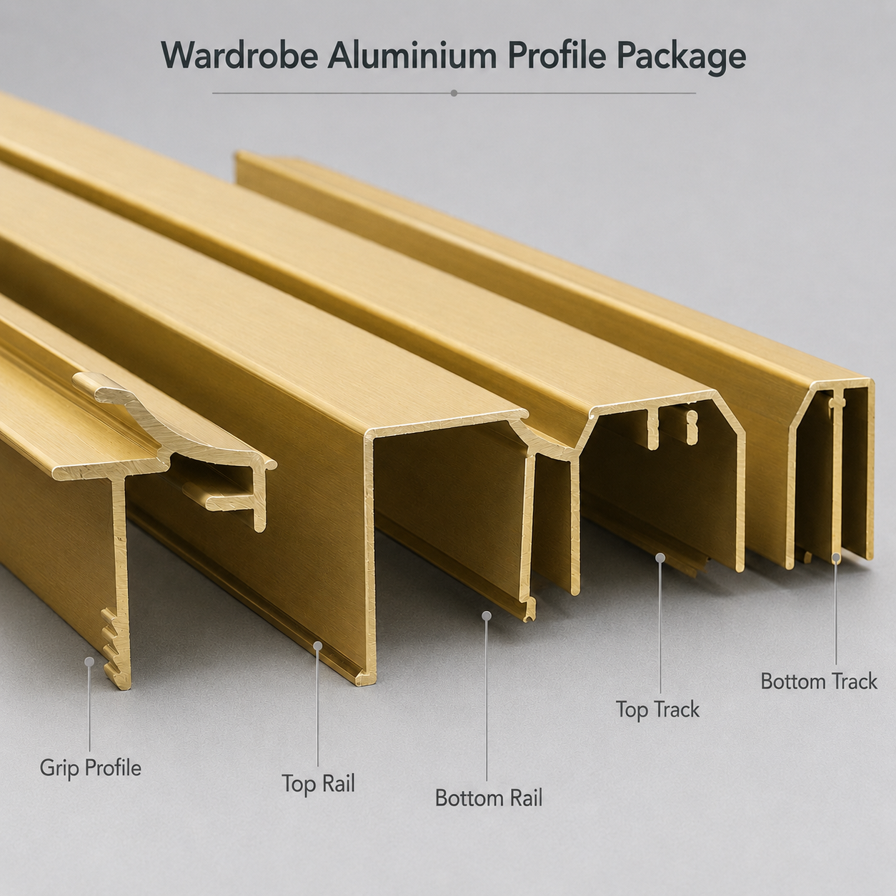 Brushed Gold Wardrobe Aluminium Profile Bulk Package