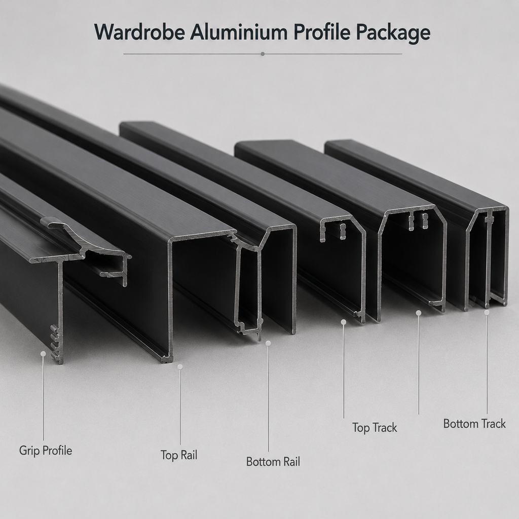 Gun Metal Wardrobe Aluminium Profile Bulk Package
