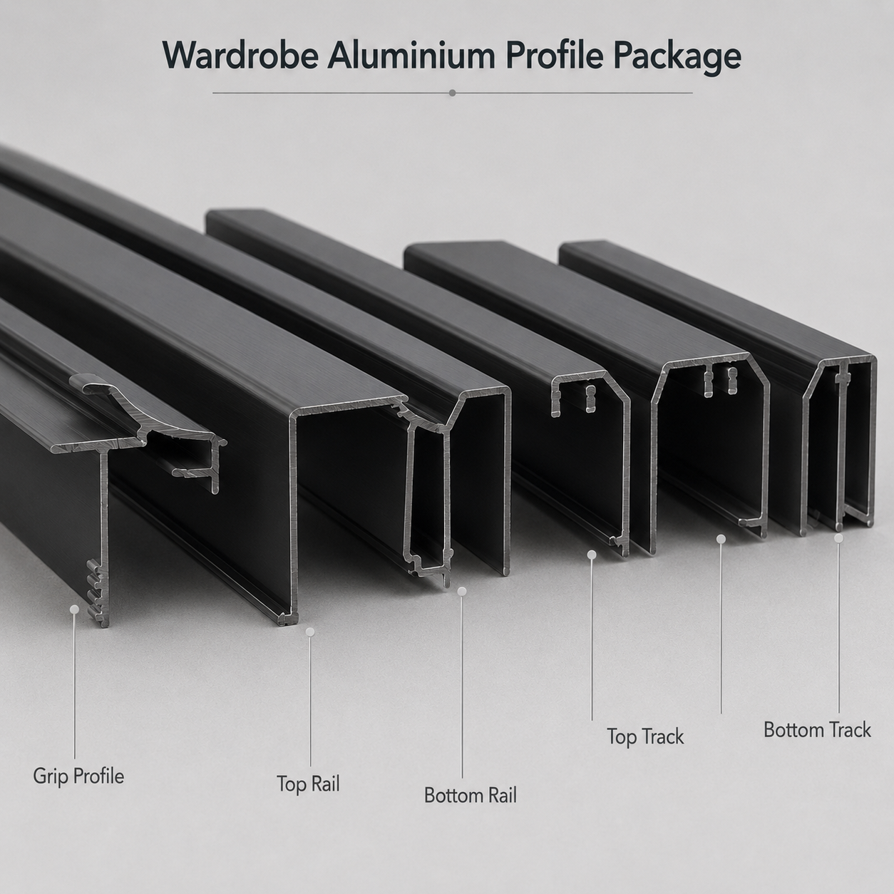 Gun Metal Wardrobe Aluminium Profile Bulk Package