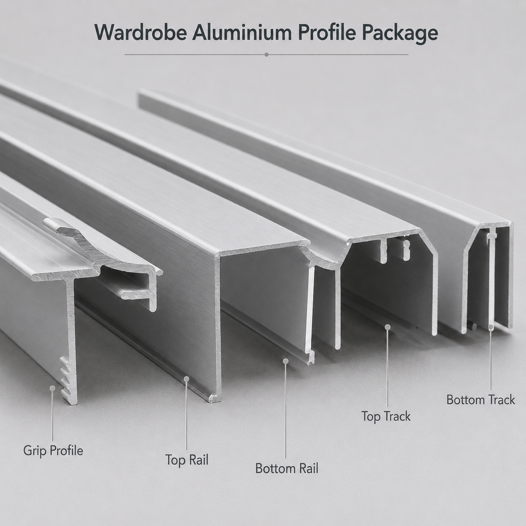 Silver Wardrobe Aluminium Profile Bulk Package