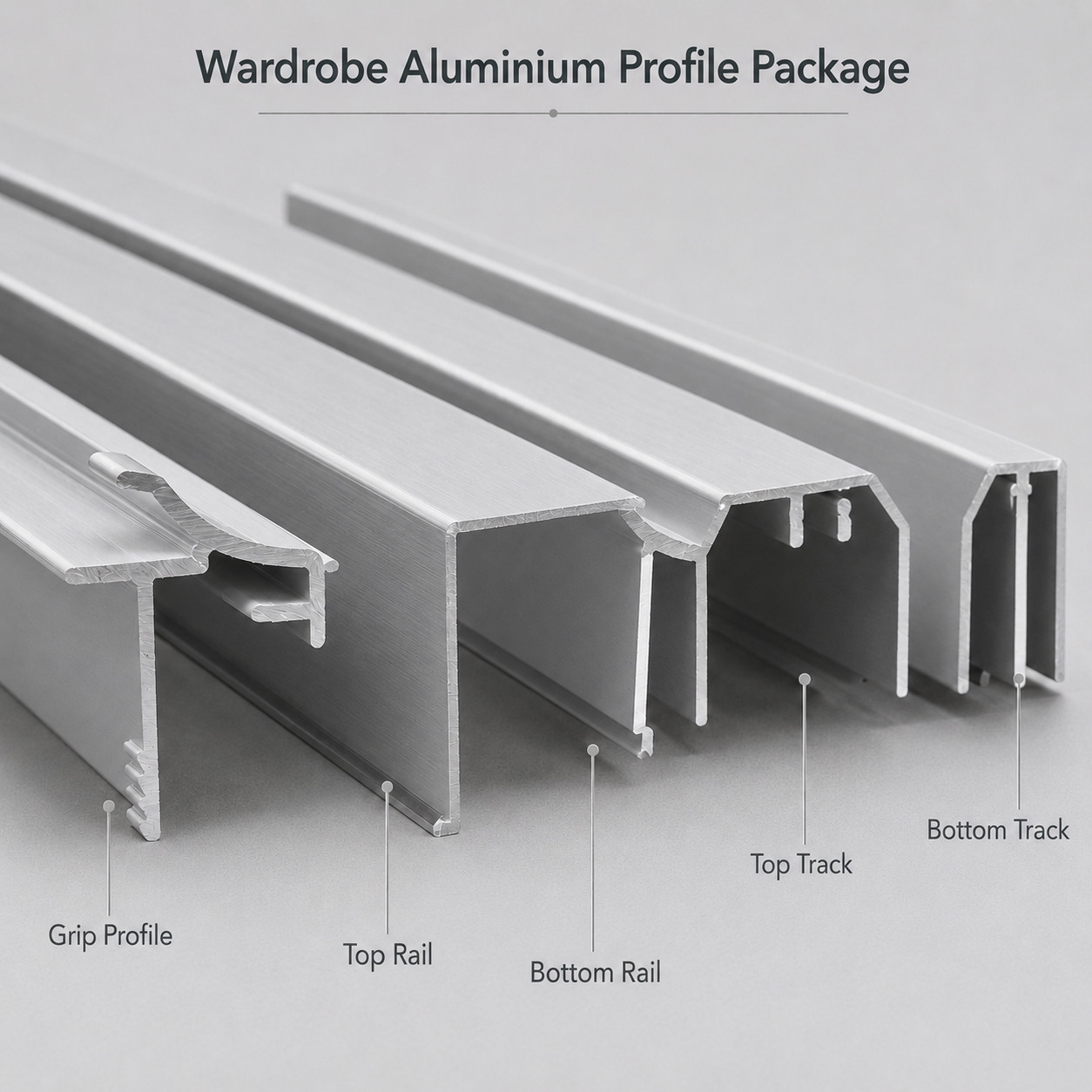 Silver Wardrobe Aluminium Profile Bulk Package