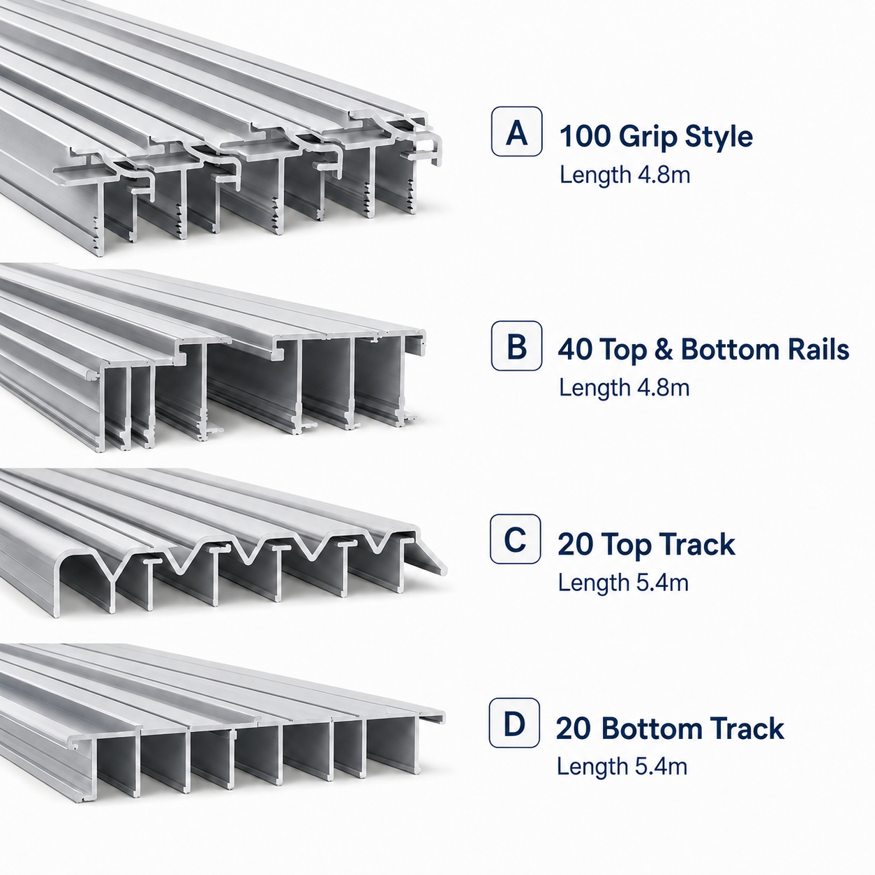 Silver Wardrobe Aluminium Profile Bulk Package